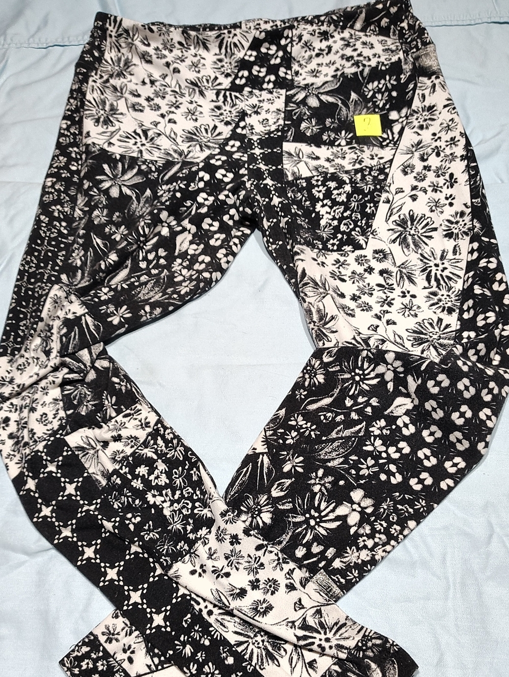 No Boundaries Black & White Floral Patchwork Leggings